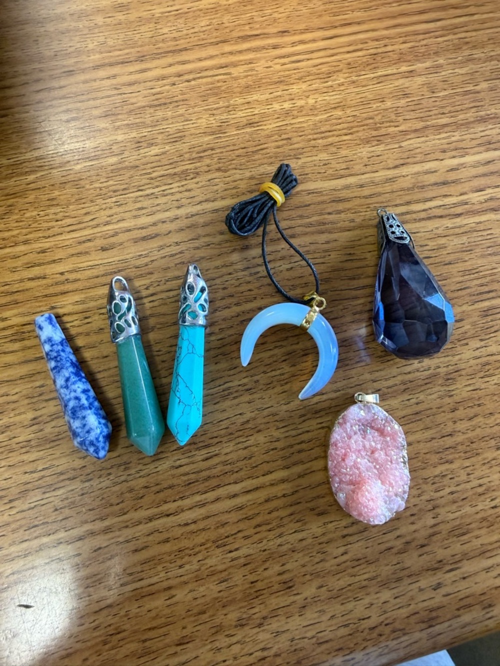 Mixed Gemstone Pendant Lot - Blue, Turquoise, Green, Pink, Purple